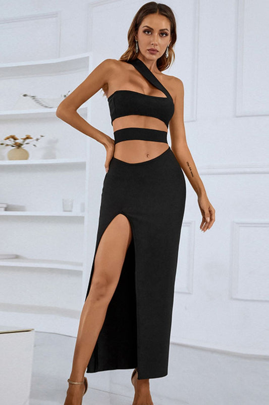 Villa Blvd One-Shoulder Cut-Out Maxi Dress