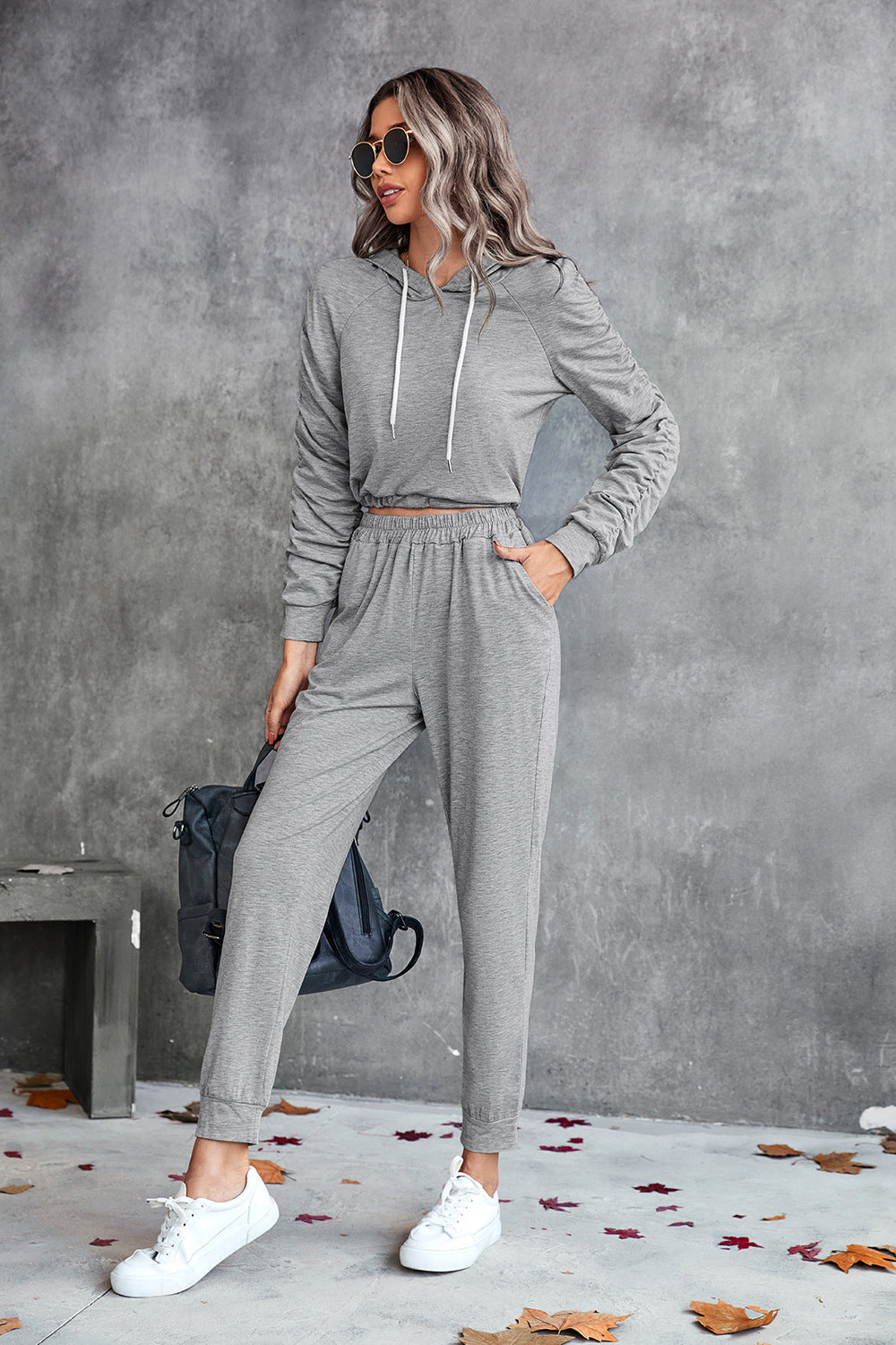 Villa Blvd Ruched Sleeve Hoodie + Joggers Set ☛ Multiple Colors Available ☚