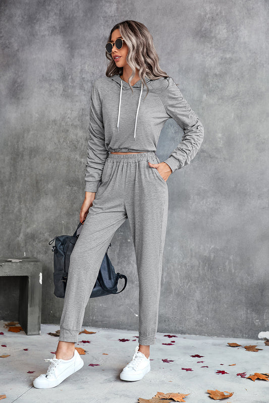 Villa Blvd Ruched Sleeve Hoodie + Joggers Set ☛ Multiple Colors Available ☚