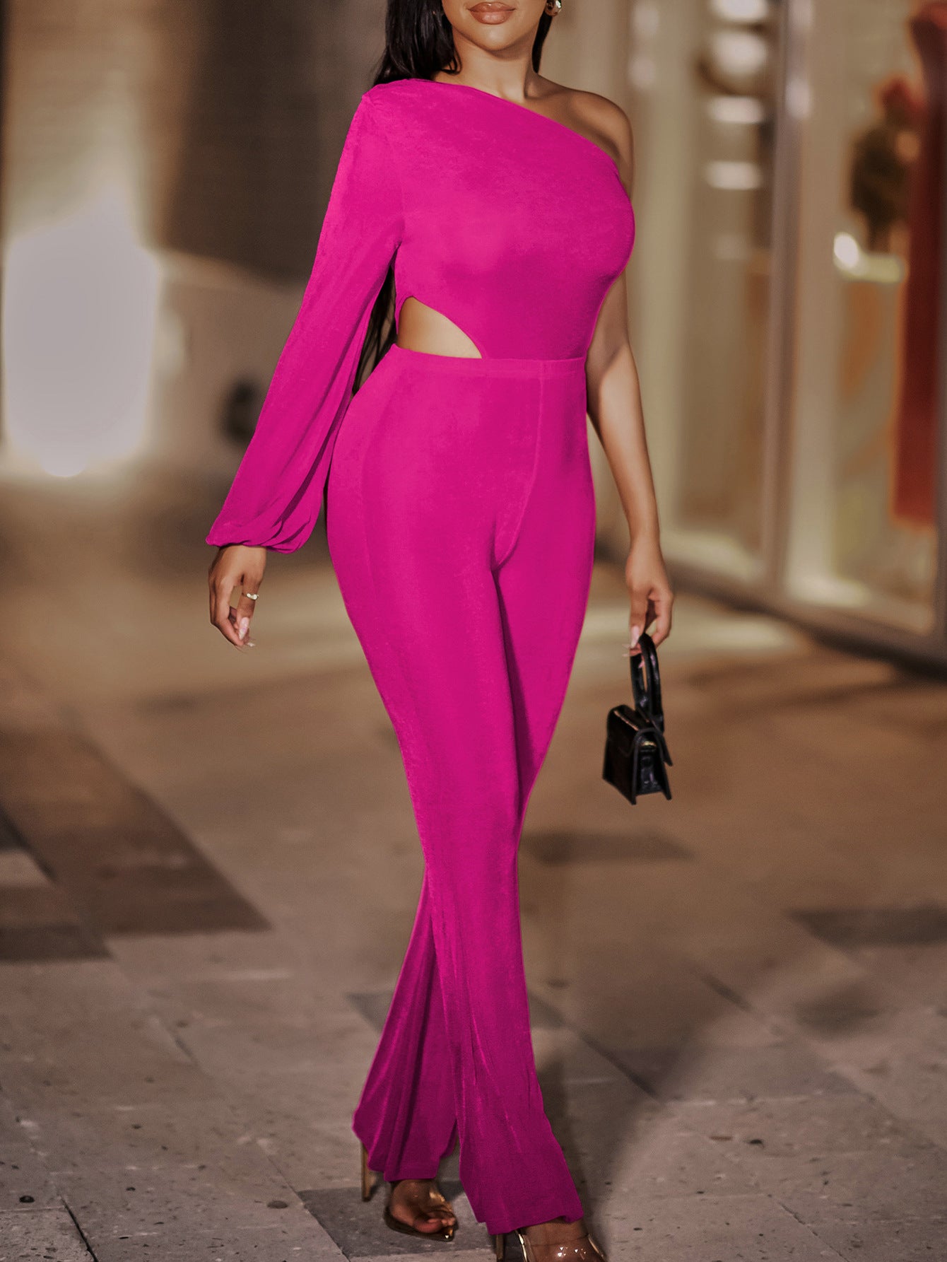 Villa Blvd Cutout One-Shoulder Jumpsuit ☛ Multiple Colors Available ☚