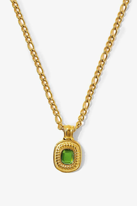 Villa Blvd 18K Gold Plated Jeweled Pendant Necklace ☛ Multiple Colors Available ☚