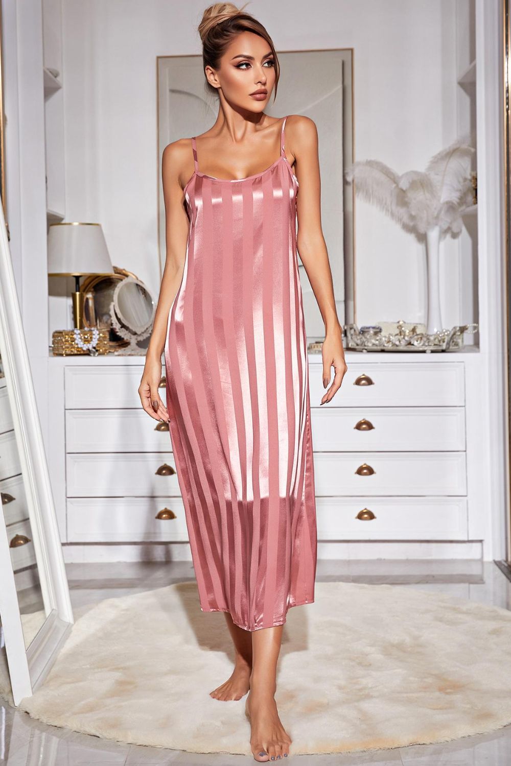Villa Blvd Striped Open Front Robe + Cami Dress Set ☛ Multiple Colors Available ☚