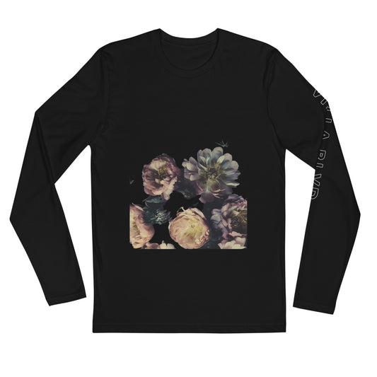 VILLA BLVD Midnight Flower Fitted Long Sleeve T-Shirt