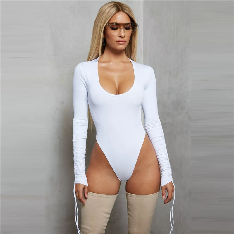 Villa Blvd Solid Bodysuit with Tied Sleeves ☛ Multiple Colors Available ☚